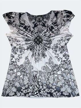 Apt. 9 Black and White Paisley Patterned Embellished Top